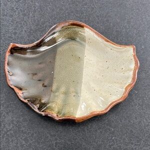 Handcrafted Ceramic Shell Dish - Brown and Cream